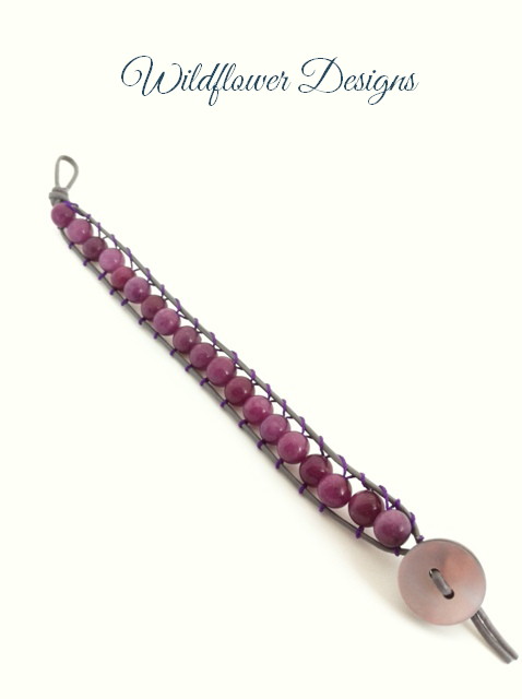 leather wrap bracelet purple agate