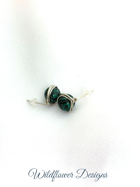 earrings post green laguna lace