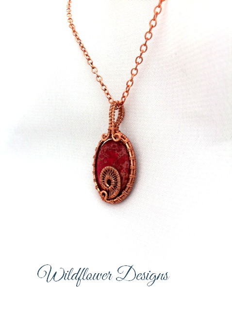 necklace imperial jasper copper wire wrap