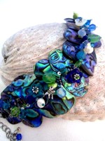Embellished Paua Bracelet Blues and Greens