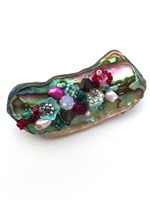 Embellished Paua Brooch - Hot Pinks and Pale Teals