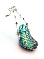 Laced Paua with Teal/Pink crystals
